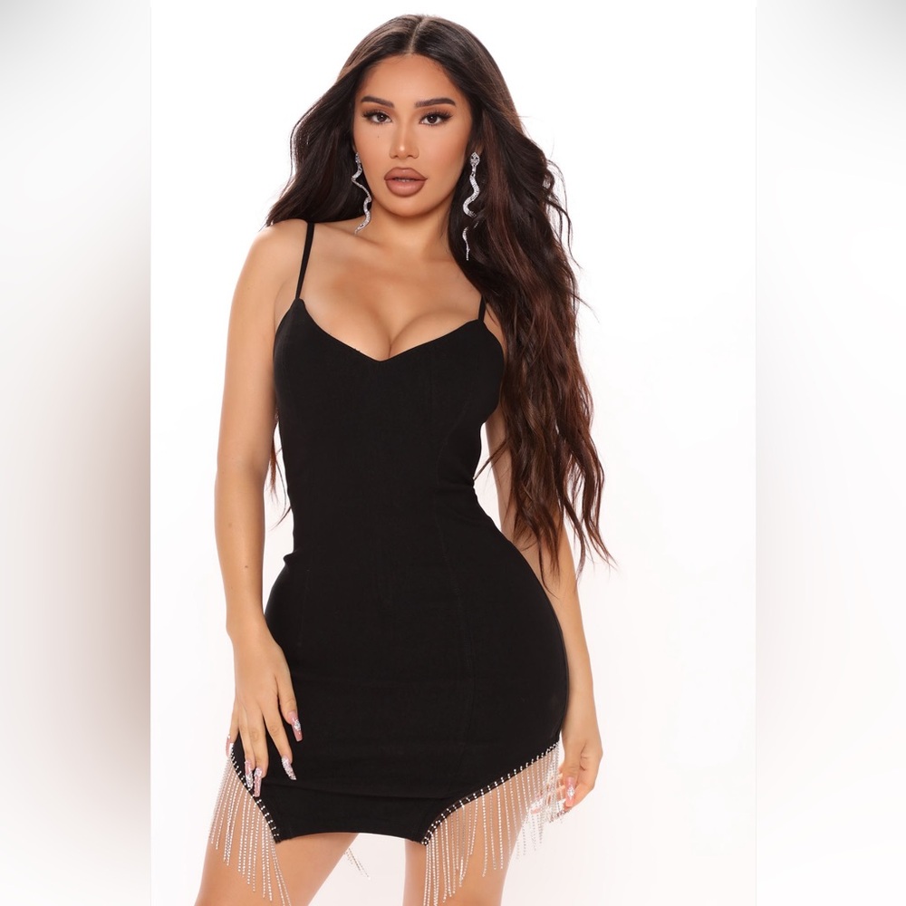 Rhinestone Fringe Mini Dress